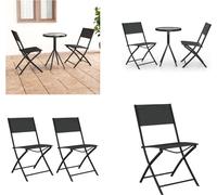 vidaXL 3 pcs. Set Bistro Acier Noir - Set Bistro - Set Bistro - Set Bistro Pliable