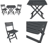 vidaXL 3 pcs. Set Bistro Pliable Plastique Anthracite - Set Bistro - Sets Bistro - Set Bistro - Sets Bistro