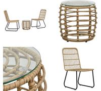 vidaXL 3 pcs. Set Bistro Poly Rotin Chêne - Set Bistro - Set de meubles de jardin - Set de meubles de jardin