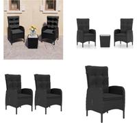 vidaXL 3 pcs. Set Bistro Poly rotin et verre noir - Set Bistro - Set Bistro - Set Bistro