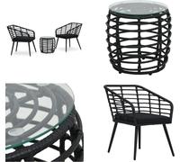 vidaXL 3 pcs. Set Bistro Poly Rotin Noir - Set Bistro - Set de meubles de jardin - Set de meubles de jardin