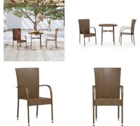 vidaXL 3 pcs. table de jardin poly rotin brun - Garden dining group - Outdoor dining group - Garden table and chair