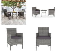 vidaXL 3 pcs. table de jardin poly rotin gris - Garden dining group - Outdoor dining group - Garden table and chair