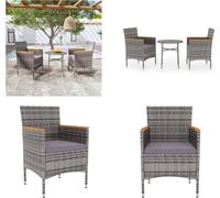vidaXL 3 pcs. table de jardin poly rotin gris - Garden dining group - Outdoor dining group - Garden table and chair