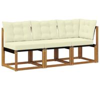 vidaXL : 3 pièces de mobilier d'extérieur, canapé central et canapé d'angle, couleur naturelle