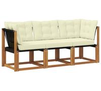 vidaXL : 3 pièces de mobilier d'extérieur, canapé central et canapé d'angle, couleur naturelle