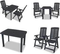 vidaXL 3 tlg. Bistro Set Plastique Anthracite - Salon de jardin - Salon de jardin - Ensemble de meubles de jardin