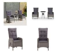 vidaXL 3 tlg. Garten Bistro Set Poly Rattan Grau - Set de Bistro - Set de Bistro - Set de jardin Bistro - Set de meubles de terrasse