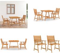 vidaXL 3 tlg. Garten Essgruppe Massivholz Akazie - Gartenmöbel-Set - Gartenmöbel-Sets - Gartentisch Und Stühle - Tables Et Chaises De Jardin