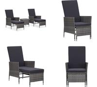 vidaXL 3 tlg. Garten Lounge Set mit Kissen Poly Rattan Grau - Ensemble de salon de jardin - Ensemble de salon de jardin - Ensemble de meubles de jardin - Loungemöbel-Set