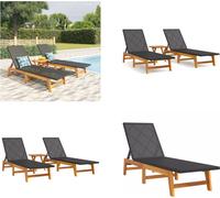 vidaXL 3 tlg. Garten Lounge Set Poly Rattan & Massivholz Akazie - Garten-Lounge-Set - Garten Lounge Set - Loungemöbel Set - Gartenmöbel Set