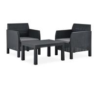 vidaXL 3-tlg. Set de salon de jardin avec Kissen PP Rotin Anthrazit