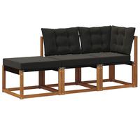 Ensemble de canapés d'extérieur vidaXL, 3 pièces, couleur naturelle et noir