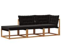 Ensemble de canapés d'angle d'extérieur vidaXL avec coussins, 3 pièces, couleur naturelle