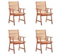vidaXL Chaises de terrasse 3078340 Siège rembourré Acacia massif Vert Polyester Lot de 4