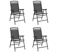 vidaXL Chaises de jardin pliantes 3157293 Acier gris et textilène - Lot de 4