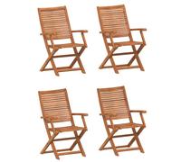 vidaXL Chaises de jardin Pliables – Lot de 4 – Bois massif acacia 57x66x95 cm – Marron