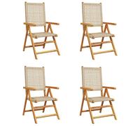 vidaXL Chaise de jardin réglable – poly rotin massif beige – lot de 4