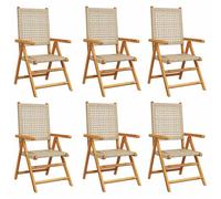 vidaXL Chaise de jardin réglable 6 pièces beige poly rotin massif
