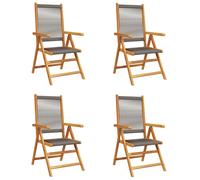 vidaXL Chaises de jardin réglables lot de 4 Gris bois massif Acacia