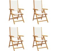 vidaXL Chaise de jardin 3214538 Réglable tissu et bois massif Lot de 4 Blanc crème