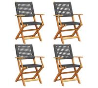 VidaXL 3214556, Terrasse, Assise rembourrée, Acacia, Polyrotin, Noir, 110 kg, 540 mm