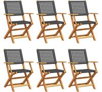 VidaXL 3214557, Mobilier de jardin, Assise rembourrée, Bois d'acacia, Polyrotin, Noir, 110 kg, 540 mm