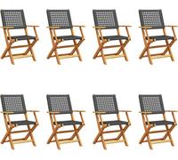 VidaXL 3214558, Mobilier de jardin, Assise rembourrée, Bois d'acacia, Polyrotin, Noir, 110 kg, 540 mm
