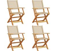 VidaXL 3214562, Mobilier de jardin, Assise rembourrée, Bois d'acacia, Polyrotin, Beige, 110 kg, 540 mm