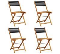 vidaXL Chaises de jardin pliantes - Lot de 4 - Bois massif d'acacia Noir