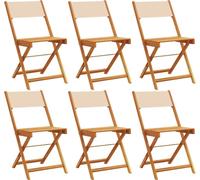 vidaXL Chaise de jardin pliante 3214620 - acacia, assise rembourrée polyester beige, 110 kg, 410 mm