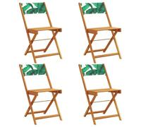 vidaXL Chaises de jardin 4 pcs. Pliable Vert Tissu et bois massif