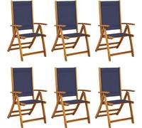 vidaXL Chaises de jardin Lot de 6 pliables Bois massif Acacia et Textilène