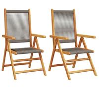 vidaXL Chaises de jardin 367655 – Gris, acacia massif et polypropylène – Lot de 2 pliantes