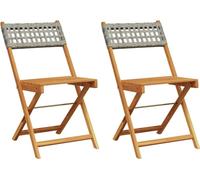 vidaXL Chaises de bistrot – lot de 2 – Gris, bois massif d'acacia et poly rotin