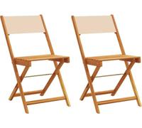 vidaXL Chaises de bistrot lot de 2 Beige bois massif acacia & tissu