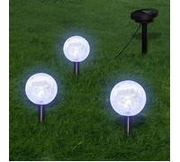 vidaXL Lampe de jardin Boules solaires LED 3 pièces avec piquet de sol