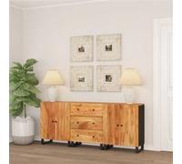 vidaXL 3x Buffets Armoires de Rangement Organisateurs de Maison Meubles de Rangement Salle de Séjour Salon Intérieur Bois d'Acacia Solide Marron
