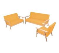 vidaXL 3X Canapé Tissu Jaune Canapé de Salon Mobilier de Salon Sofa Meubles Jaune G