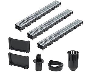 vidaXL 3x Caniveaux de Drainage Acier Canal Evacuation Allée Patio Extérieur