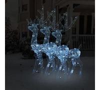 3x Décorations de Noël de Renne Ornement de Noël Rennes Lumineux Décoration de Fête Maison Intérieur Acrylique 120 cm Blanc Froid