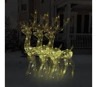 vidaXL 3x Décorations de Noël de Renne Ornement de Noël Rennes Lumineux Décoration de Fête Maison Intérieur Acrylique 120 cm Blanc Chaud Blanc chaud G
