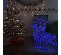 vidaXL 3x Décorations de Noël de Renne Ornement de Noël Rennes Lumineux Décoration de Fête Maison Jardin Intérieur 60x16x100 cm Acrylique Bleu G