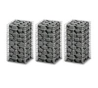 vidaXL Paniers de gabion 3 pcs - Fil galvanisé - Bases pour mur/clôture/jardin - 25 x 25 x 50 cm