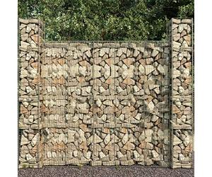 vidaXL 3x Paniers de Gabion Mur en Gabion Panier à Pierres Clôture Barrière Jardin Patio Cour Extérieur Acier Galvanisé 25x25x197 cm