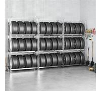 vidaXL : lot de 3 étagères à pneus à 3 tablettes, couleur argent, 110 x 40 x 200 cm, en acier