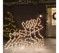 vidaXL 3x Rennes de Noël avec LED Décoration de Noël Ornement de Vacances Décoration de Fête Ornement de Jardin Extérieur Blanc Chaud 57x55x4,5 cm Blanc G