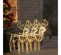 3x Rennes de Noël avec Têtes Mobiles Décoration de Noël Ornement de Vacances Décoration de Fête Ornement de Jardin Extérieur Blanc Chaud