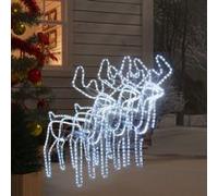 vidaXL 3x Rennes de Noël avec Têtes Mobiles Décoration de Noël Ornement de Vacances Décoration de Fête Ornement de Jardin Blanc Froid 76x42x87 cm Blanc G