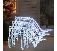 vidaXL 3x Rennes de Noël Décoration de Noël Ornement de Vacances Décoration de Fête Ornement de Jardin Extérieur Blanc Froid 73x31x45 cm Blanc G
